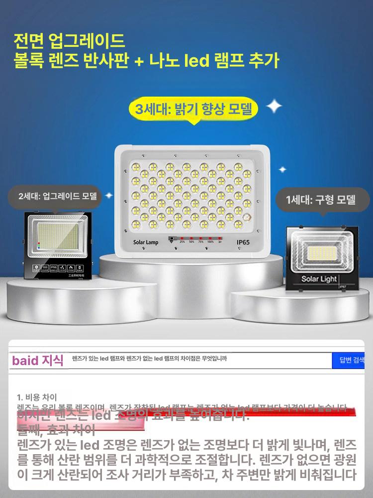 태양광 LED 투광기 실외 방수 정원등 벽부형 충전식 작업 조명 스탠드 - 상세 이미지 4