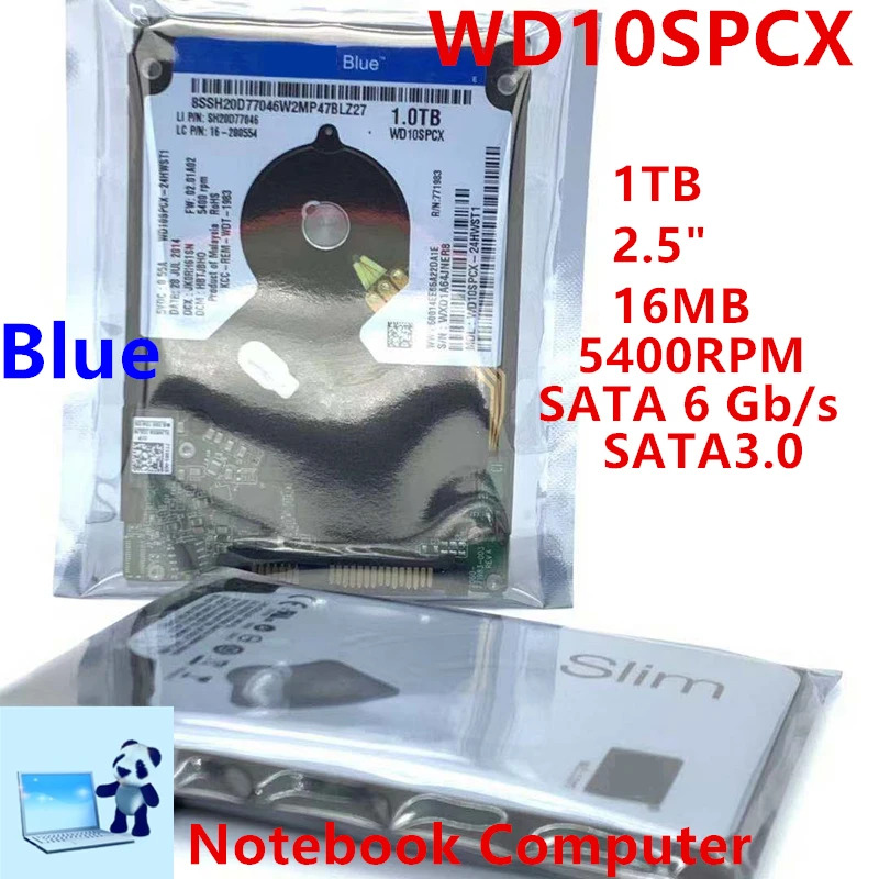 WD Blue 1TB 2.5 SATA 6 Gb/s 16MB 5400RPM 새 원본 HDD WD10SPCX 노트북 하드 드라이브 내장 용