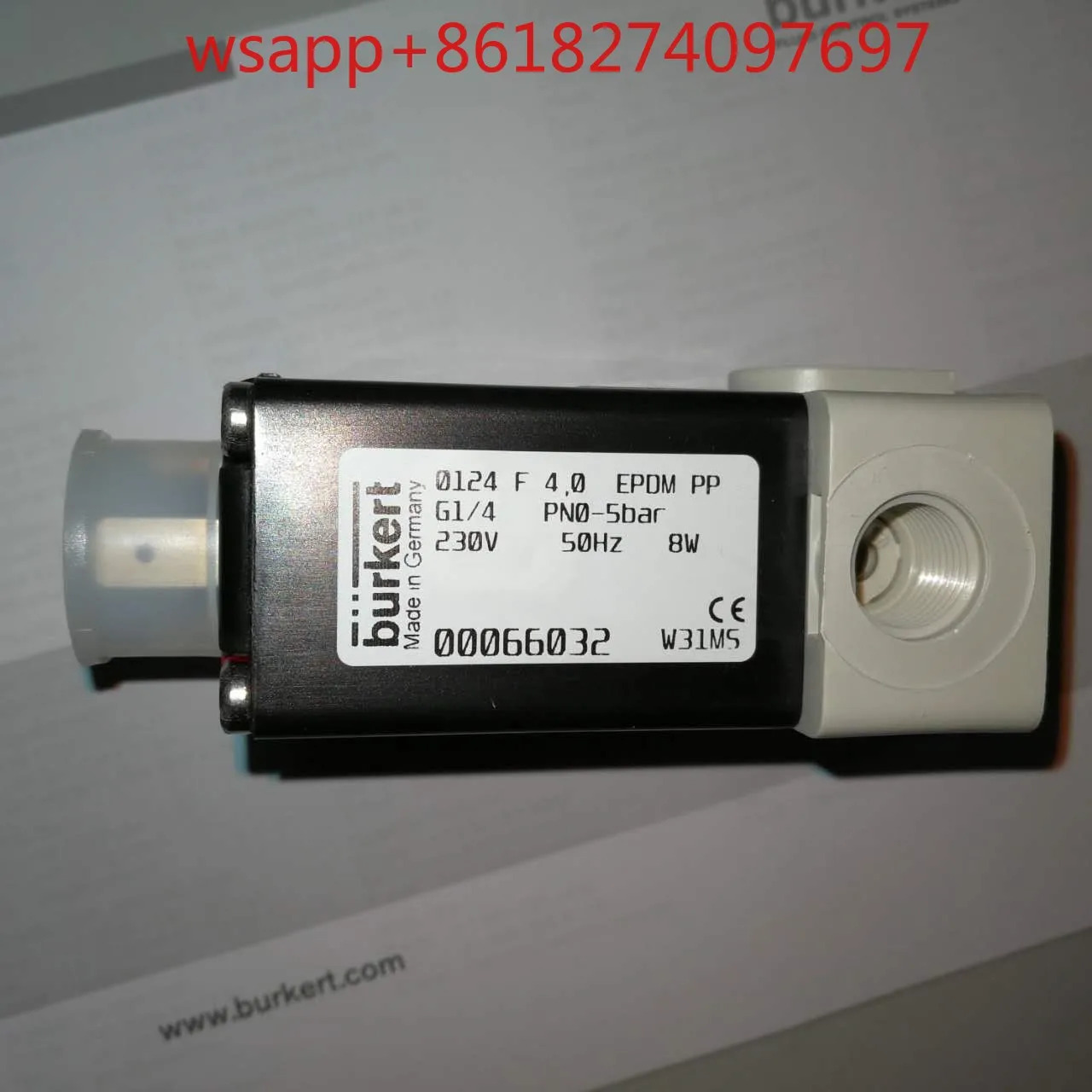 Baode Burkert 00066032 솔레노이드 밸브 PP 소재 부식 방지 0124F