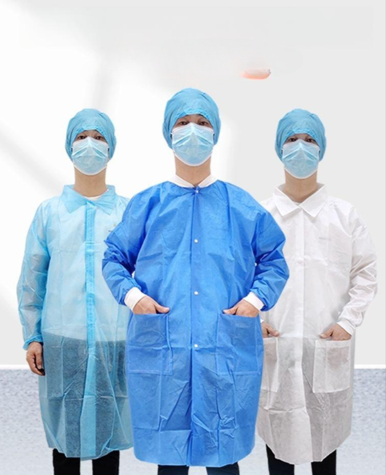 실험실 작업복 일회용부직포가운 벨크로 연구실 방문자가운 방역복 공장위생복 음식 - 상세 이미지 3