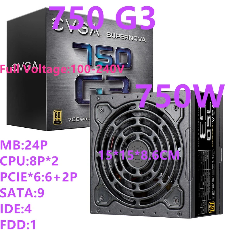 EVGA 무소음 전원공급장치PSU 정격 750W 650W 550W 피크 850W 전원공급장치 750 G3 650 550
