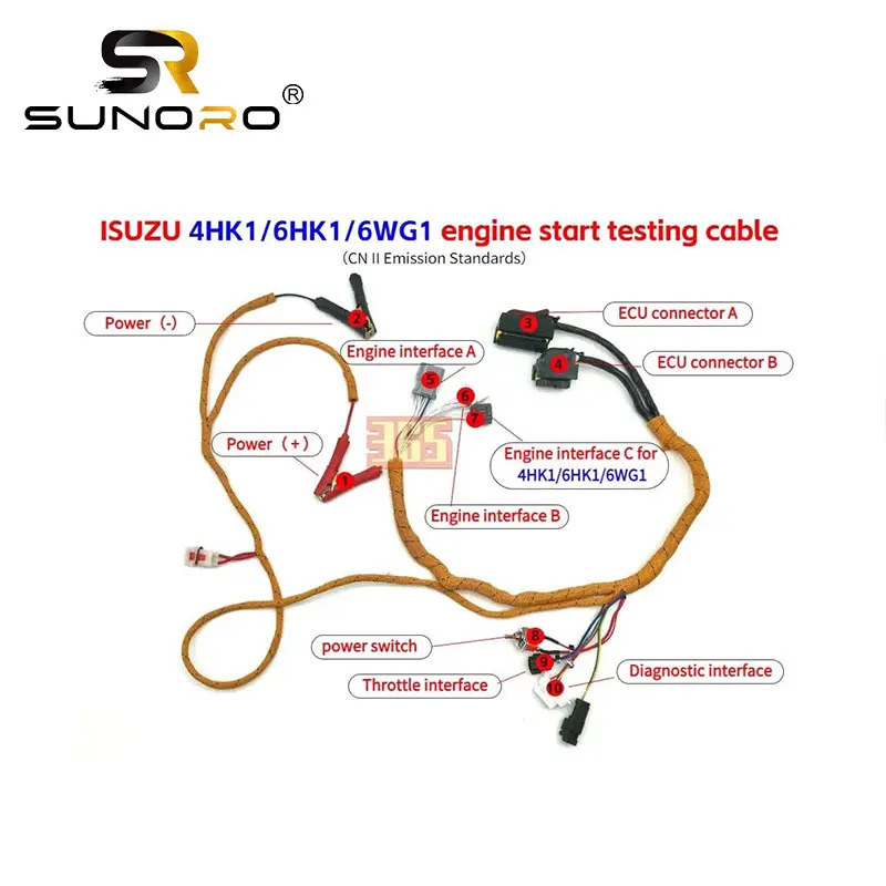 SUNORO 이스즈 스타터 리퍼 케이블 6WG1 4UK1 6HK 1 와이어링 하네스