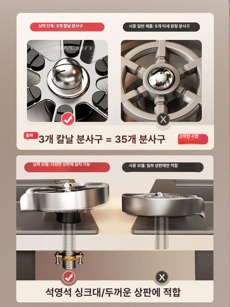 스테인리스 자동 회전 고압 주방 컵 세척기 세척 자동회전 미니 와셔 싱크 업소용 스틸 - 상세 이미지 5