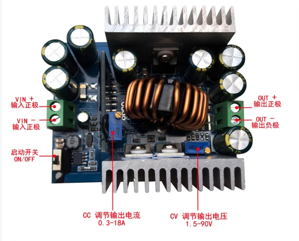 Lootie tools DC 스텝 다운 정전류 조절식 전원 모듈 고전력 18A500W 변환 12-95V  1.5-90V