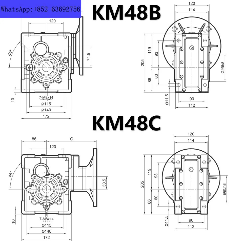 준이표면 감속기 RV 웜 기어 대체 TKM BKM KM28 38 48 58B C 서보 스텝퍼