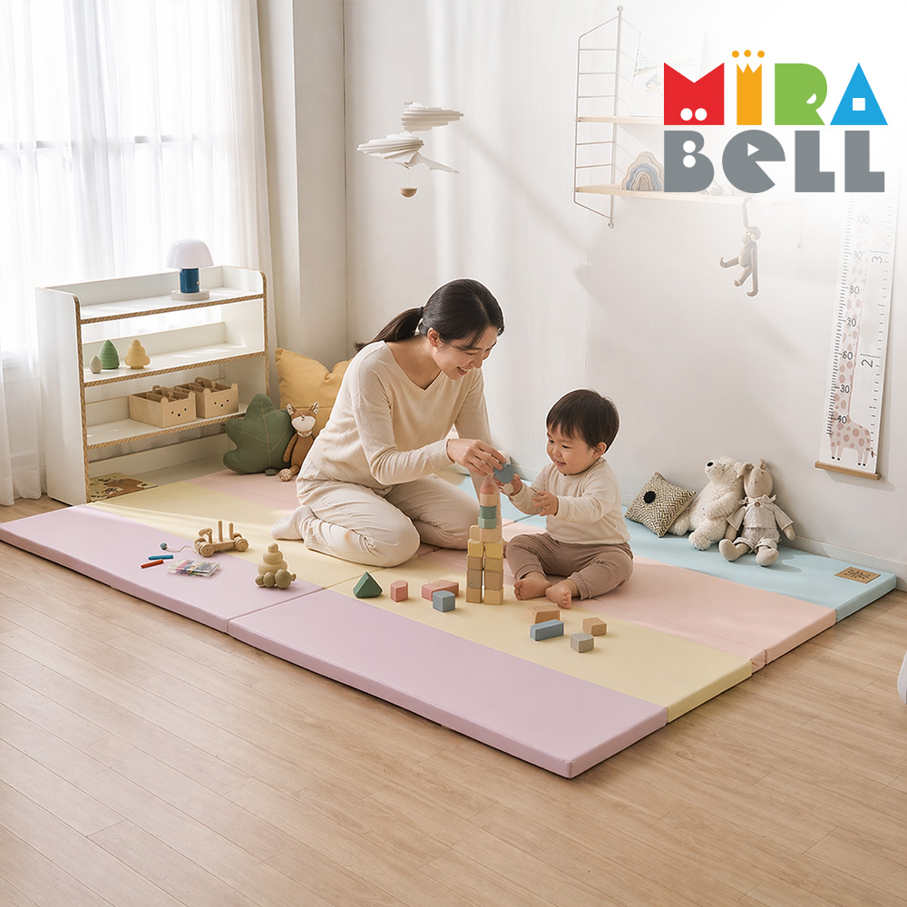 미라벨 카라 실리케어 유아 층간소음 놀이방 5단 노틈새항균형 폴더매트120X160 무지개 - 상품 이미지