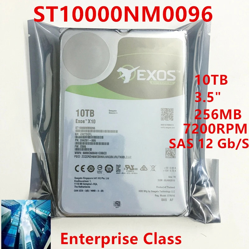 씨게이트오리지널 HDD 내부 엔터프라이즈 ST10000NM0096 10TB 3.5 인치 SAS 12 Gb/s 256MB 7.2K 신