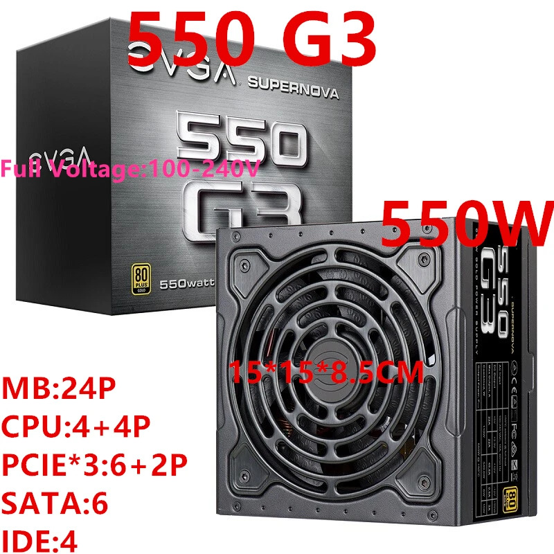 EVGA 무소음 전원공급장치PSU 정격 750W 650W 550W 피크 850W 전원공급장치 750 G3 650 550