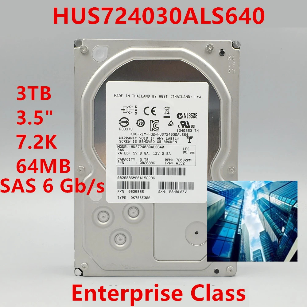 엔터프라이즈 HDD HUS724030ALS640내부 하드 Hgst 3TB 3.5 SAS 6 Gb/s 64MB 7200RPM새 원본
