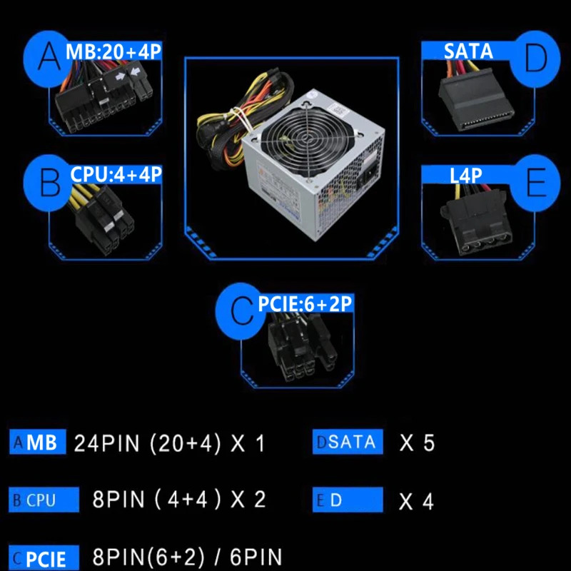 헌트키 PSU 산업 제어 서버 워크스테이션 500W 전원공급장치 락 600DS HK600-35FP SE 신