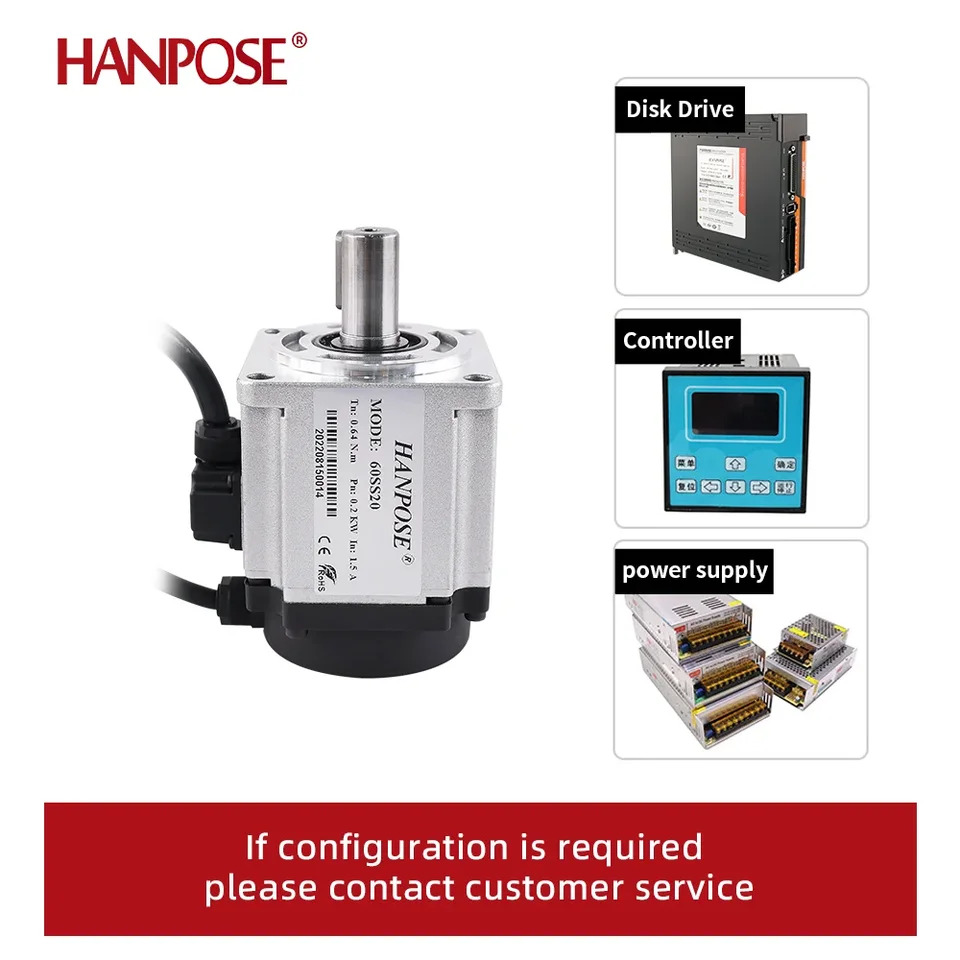 서보모터 드라이브 키트 CNC 공작 기계 60SS20 200W 0.64N.m 1.5A 6000rpm ASD220 220V 3 인코더