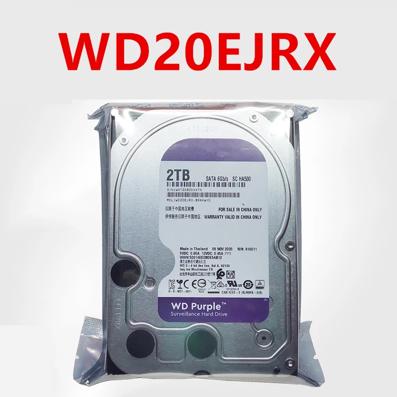감시 하드 드라이브 WD20EJRX 내부 HDD WD 보라색 2 테라바이트 3.5 SATA 6 Gb/s 64MB 5400RPM 새 원본