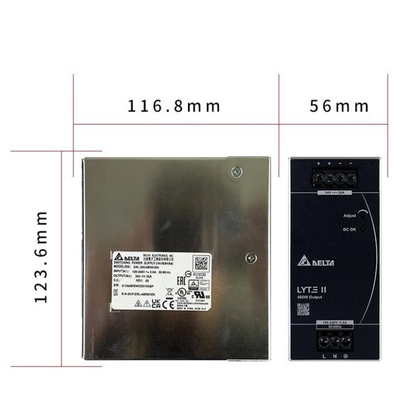 오리지널 레일 전원공급장치 델타 24V 20A 480W DRL-24V480W1EN