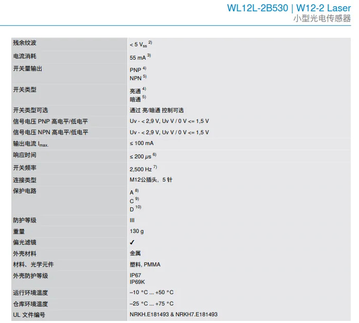 독일 SICK WL12L-2B530 미러 반사 광전센서 납품 1018252
