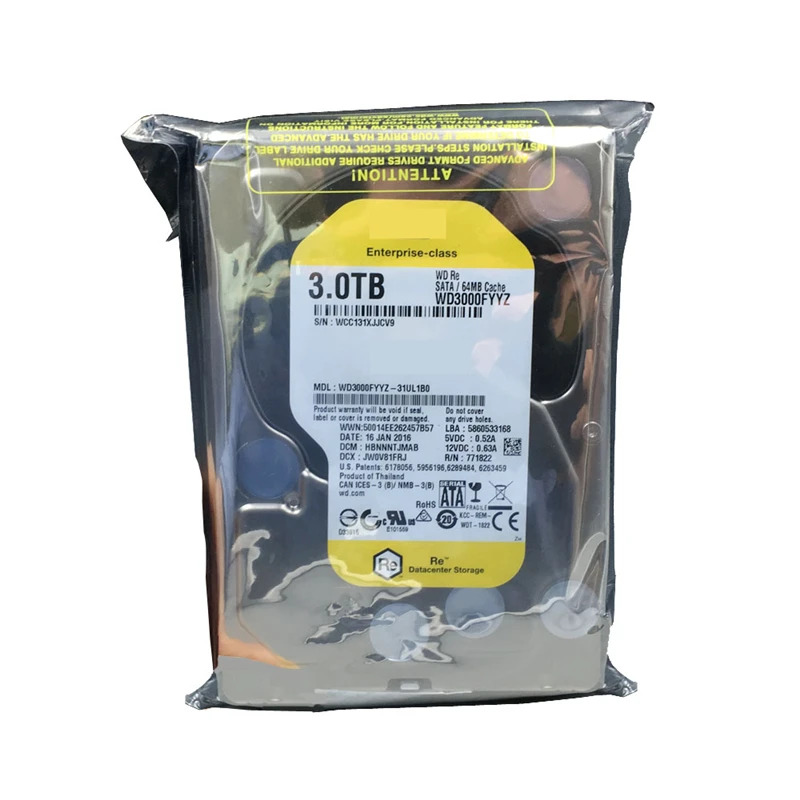 엔터프라이즈 내장 하드 오리지널 HDD WD 블랙/골드 3TB 3.5 인치 SATA 6 Gb/s 64MB 7.2K WD3000FYYZ