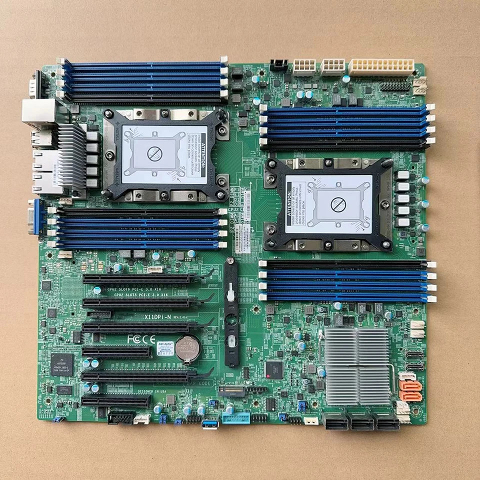 슈퍼마이크로 서버 마더보드듀얼 채널 LGA-3647 DDR4 2 PCI-E 3.0 NVMe x4 내부 포트 X11DPi-N