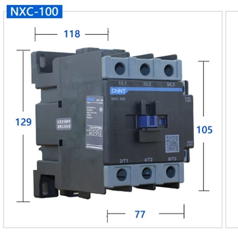 CHINT NXC-100 100A LC1D AC 접촉기 1NO 1NC 3상 DIN 레일 장착 전기 LC1 24V 36V 110V 220V 380V