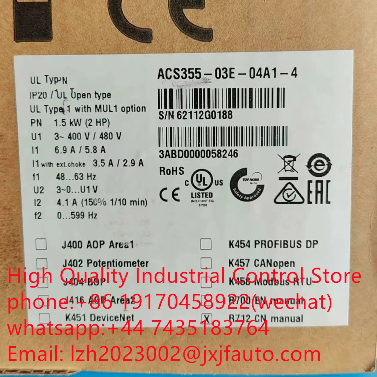 ACS355 시리즈 VCS355-03E-05A6-4 납품 3ABD0000058247
