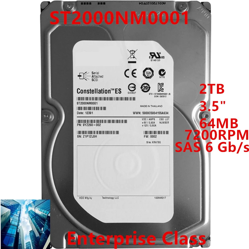 씨게이트오리지널 HDD 내부 엔터프라이즈 ST2000NM0001 2TB 3.5 인치 SAS 6 Gb/s 64MB 7200RPM 신