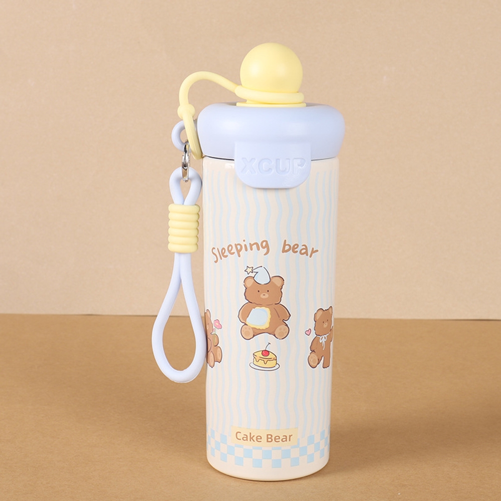 316 캐릭터 보온병 스테인리스 텀블러 대용량 차량용 커피컵 600ml 검은 물방울 고양이 600ml - 상세 이미지 5
