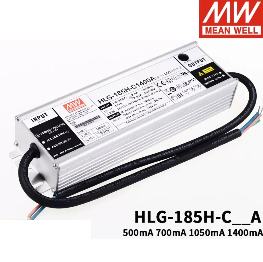 MEAN WELL LED 정전류 스위칭 전원공급장치 A/B 디밍 HLG-185H-C 500/700/1050/1400mA