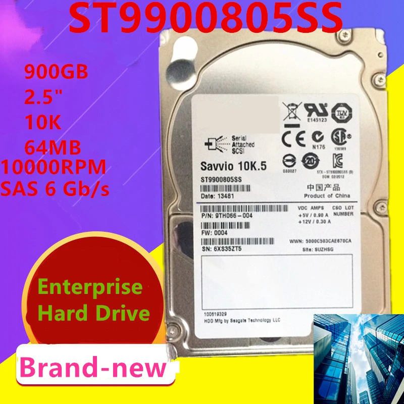 씨게이트오리지널 HDD 900GB 2.5 인치 10K SAS 6 Gb/s 64MB 10000RPM 엔터프라이즈 ST9900805SS 내부 신
