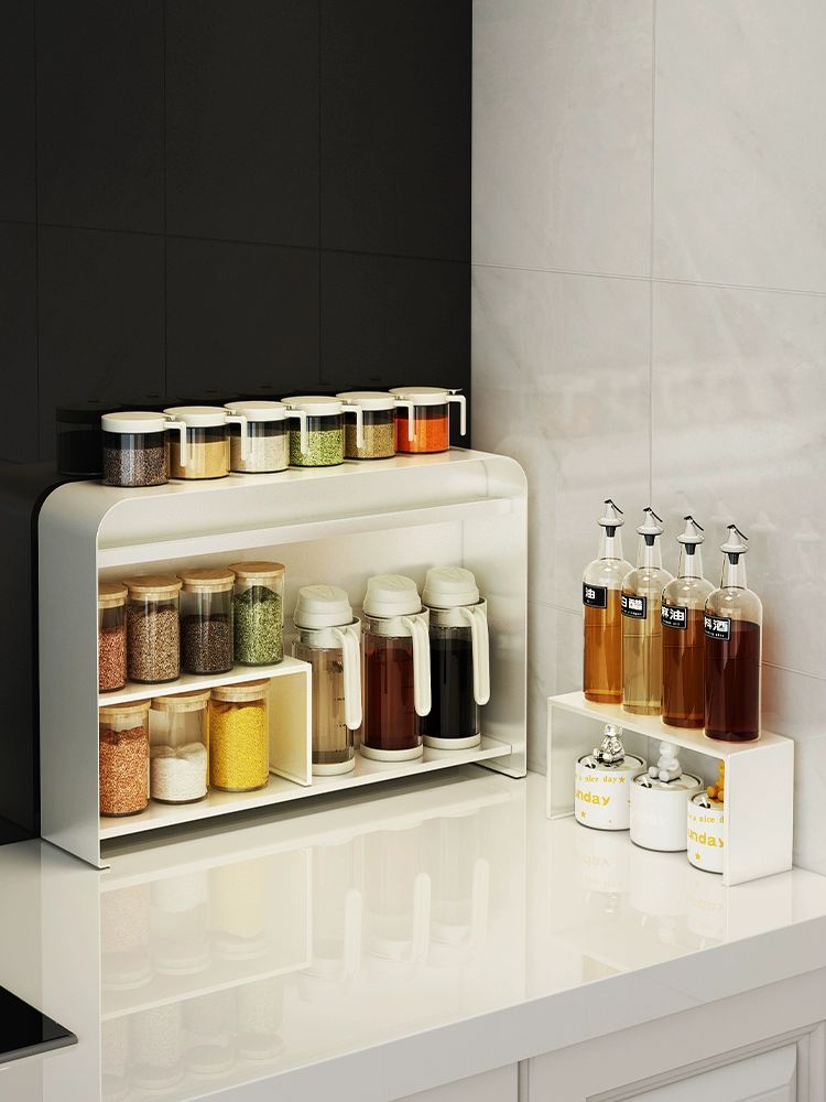슬라이딩 수납함 조미료장 약통 영양제보관 식기선반 찻잔 머그컵 선반 화이트 더블도어 - 상품 이미지