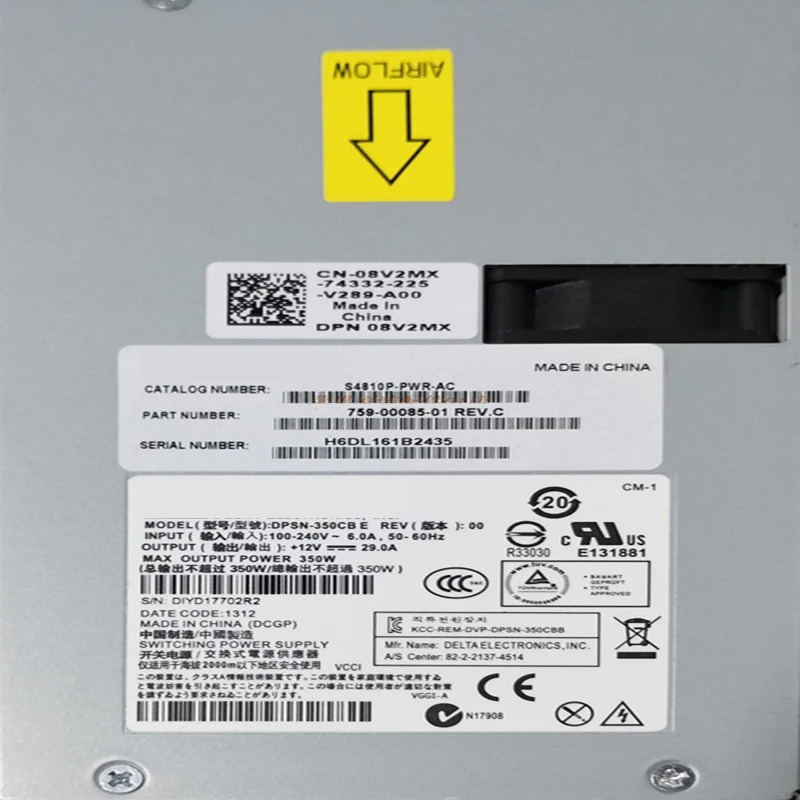 델 S4810P 8024F 350W 전원공급장치 DPSN-350CB G 023TW3 E 08V2MX CPSU 신