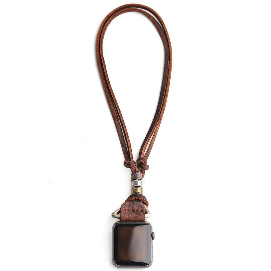 호환 애플워치 목걸이 가죽 스트랩 +커넥터+실버큐빅 메탈 케이스 42mm-1/2/3세대 - 상세 이미지 5