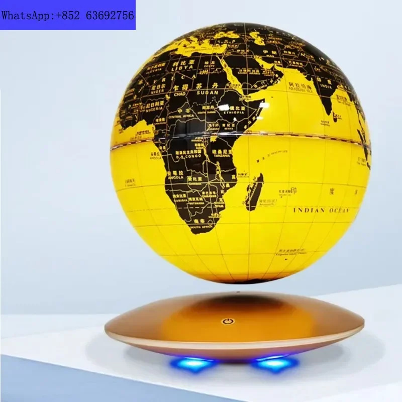 기본 디자8 인치 20cm 자기부상 플로팅 회전 세계지도 RGB LED 조명 영어 글로브