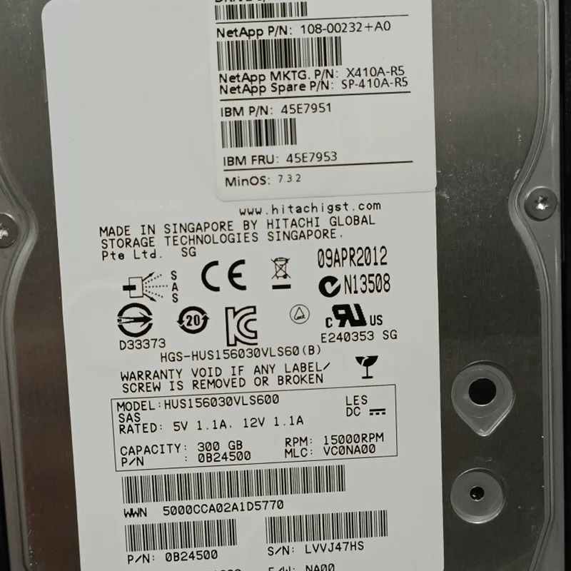X410A-R5 SP-X410A-R5 108-00232 서버 하드 거HDD NetApp 300GB 3.5 인치 15K SAS