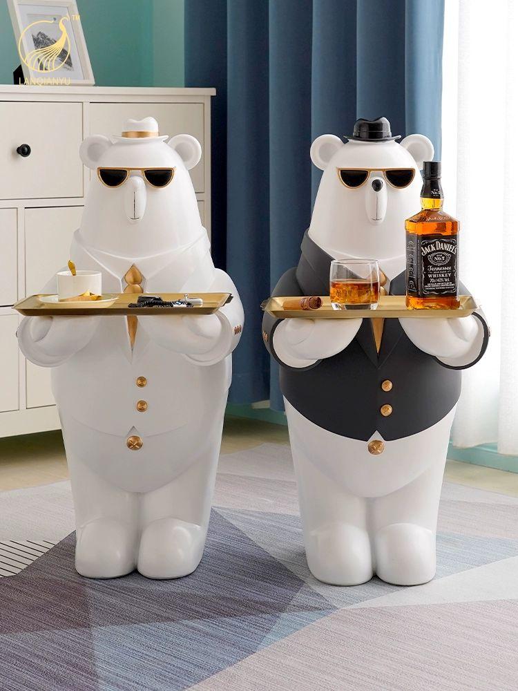 북극곰 테이블 트레이 콘솔 협탁 카페 장식품 수납 북유럽 거실장 높이 특대형 보관 - 상세 이미지 4
