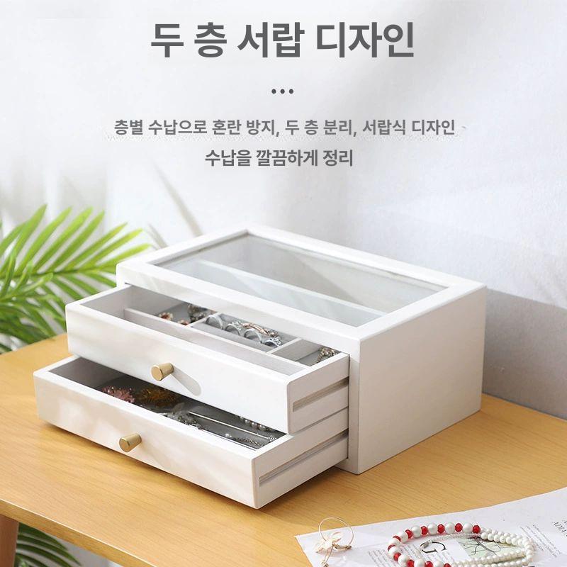 반지 목걸이 펜던트 보석함 아크릴 디스플레이 정리 보관함 선물 케이스 서랍 랙 - 상세 이미지 3