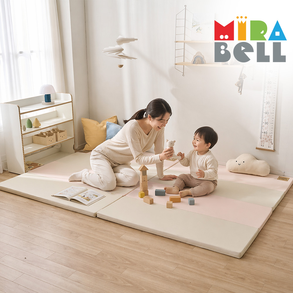 미라벨 카라 실리케어 아기유아 놀이방 4단 항균형 폴더매트 120X160 핑크그레이 - 상세 이미지 3