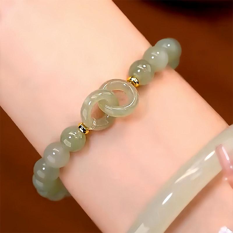 패션 커플팔찌 쥬얼리 녹구링 브레이슬릿 체인 탄생석 염주 원석 천연석 매듭팔찌 - 상품 이미지