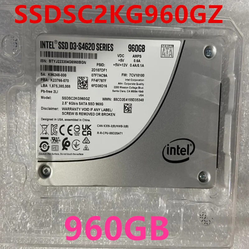 SSD D3-S4620 오리지널 솔리드 스테이트 드라이브 SSDSC2KG960GZ01 SSDSC2KG960GZ 960GB 2.5 인치 신