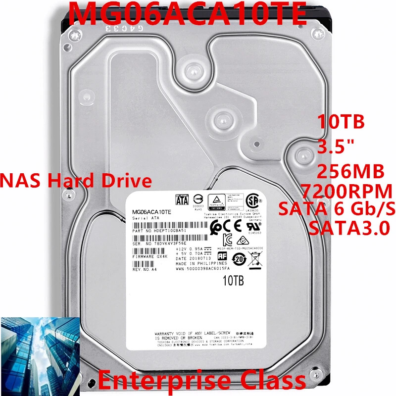 도시바호환오리지널 HDD 내부 엔터프라이즈 MG06ACA10TE 10TB 3.5 인치 SATA 6 Gb/s 256MB 7200RPM 신
