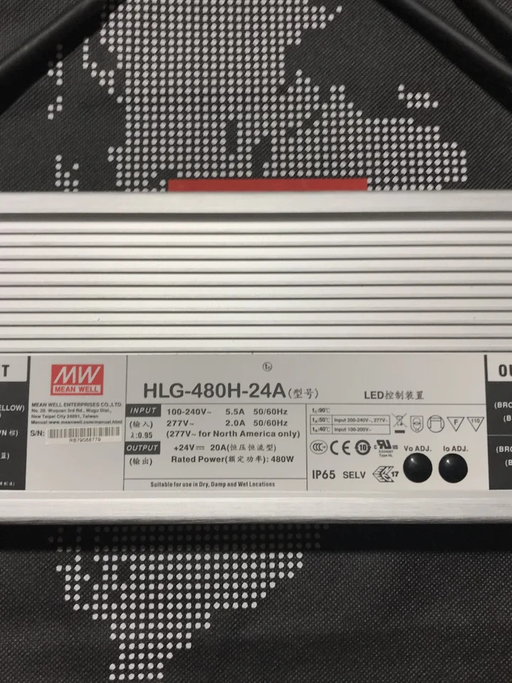 Mingwei LED 방수 스위칭 전원공급장치 HLG-480H-24A/30A/36A/42A/48A/54A 가로 전류 정전압