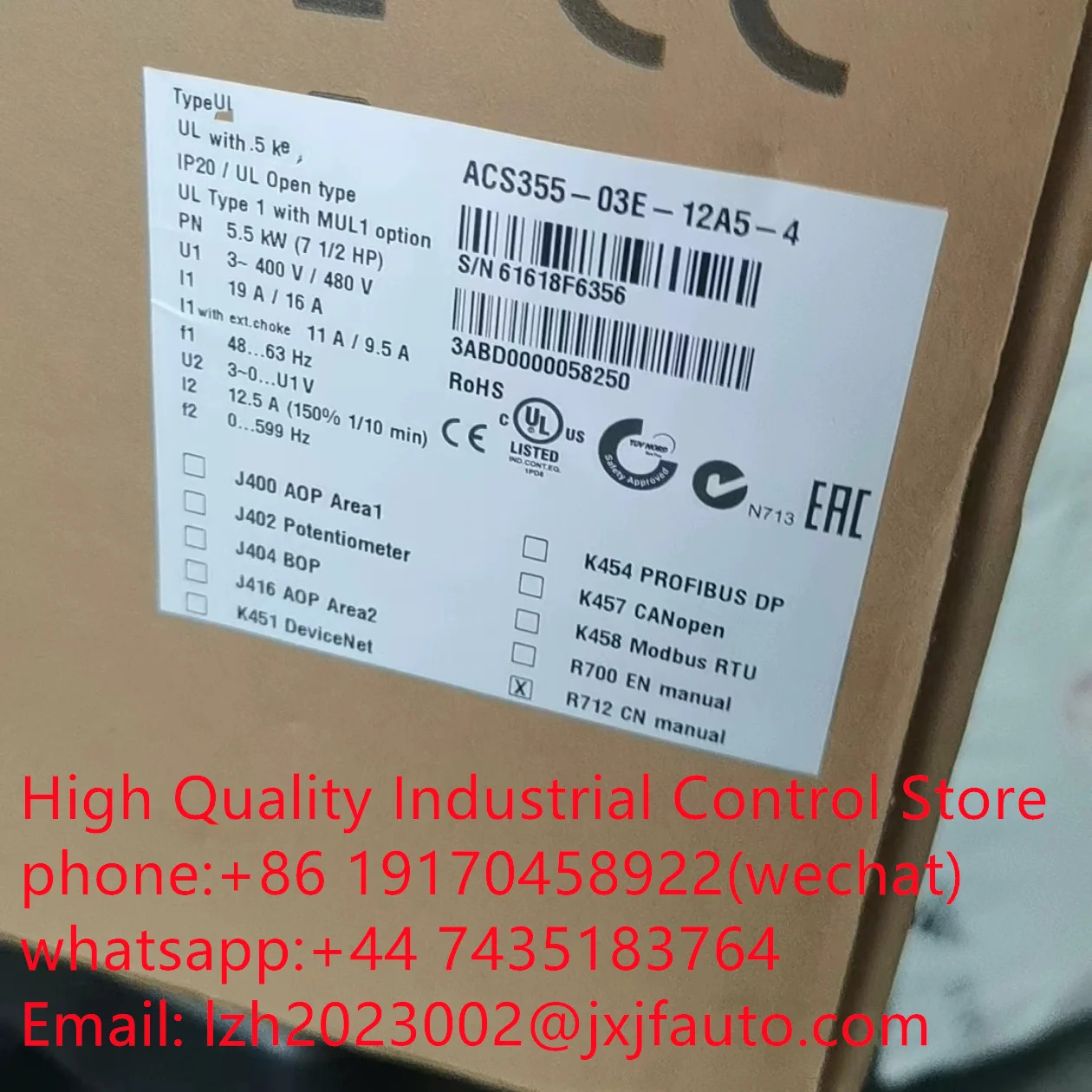 ACS355 시리즈 VCS355-03E-05A6-4 납품 3ABD0000058247