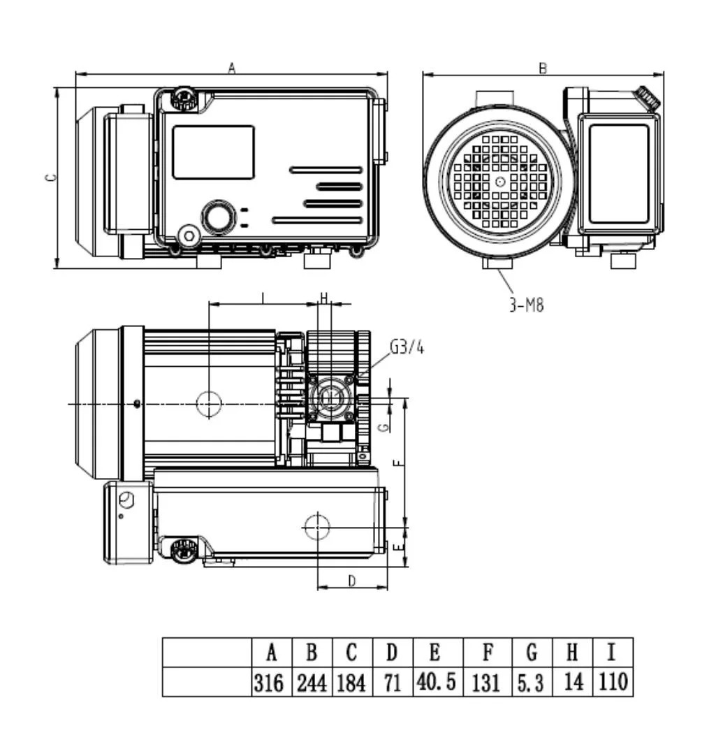 블루 진공 펌프 25m3/h G3/4 인터페이스 XD-025