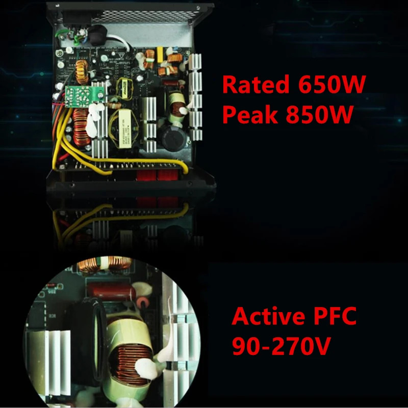 로얄 레전드 80 플러스 골드 ITX 등급 PSU 650W 피크 850W 전원공급장치 HQ-850WP 신