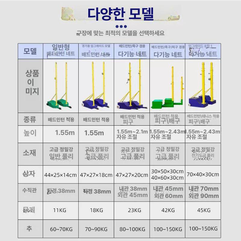 배드민턴네트 스탠드 실외용 경기용 녹색 포스트 간이형 거치대 지주대 - 상세 이미지 2
