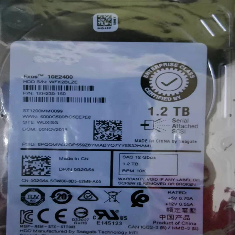 델 1.2TB SAS오리지널 HDD 2.5 인치 12 Gb/s 256MB 10K 엔터프라이즈 0G2G54 G2G54 ST1200MM0099 신