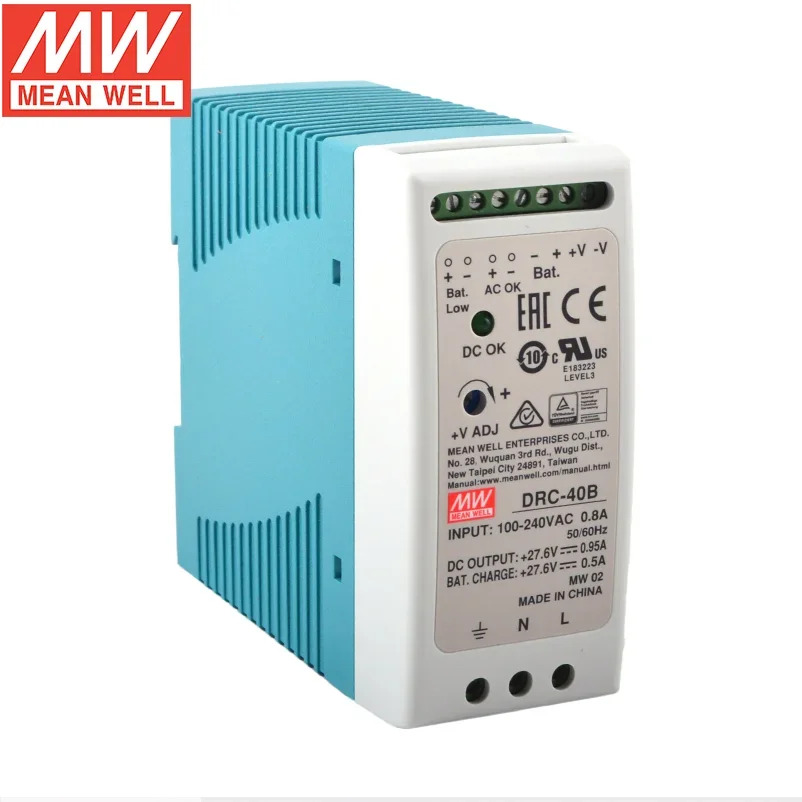 MEAN WELL DRC-40 UPS SMPS 스위칭 전원공급장치 AC DC 변압기 Din 레일 보안 이출력 40.02W 13.8V 27.8V 1.9A