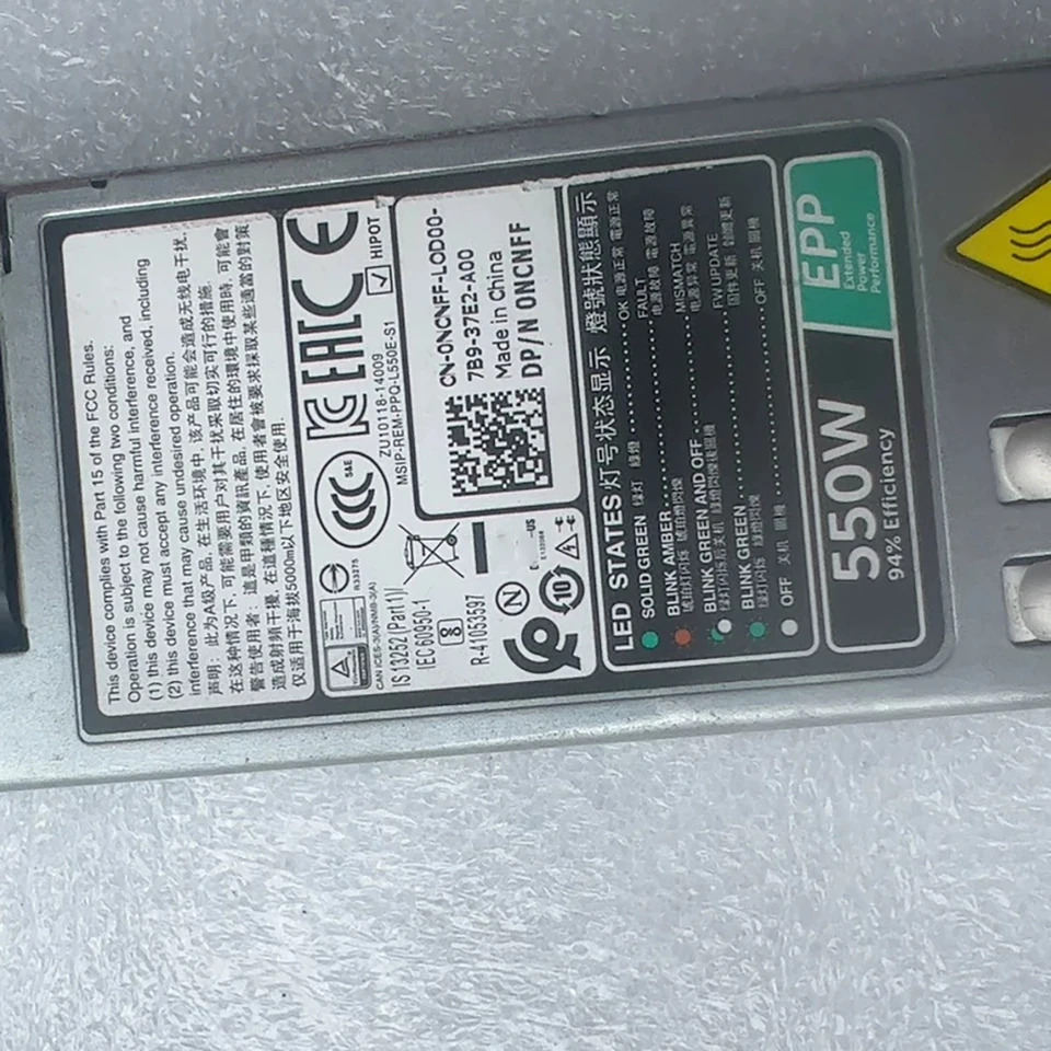 델 R430 330 R440 340 플매트 카펫 러그 550W 전원공급장치 X185V 6V43G 034X1 NCNFF