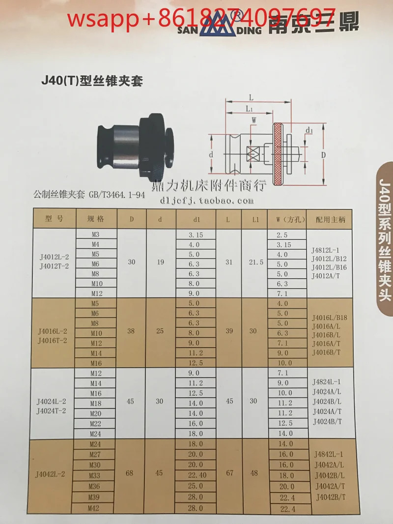 샌딩 J4024 타입 탭 슬리브 척 M12 M14 M16 M18-20 M22 M24M30