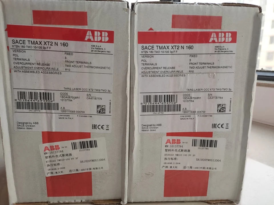 오리지널 ABB 몰드 케이스 회로차단기 XT2N160x 10-100 FF 3P 신
