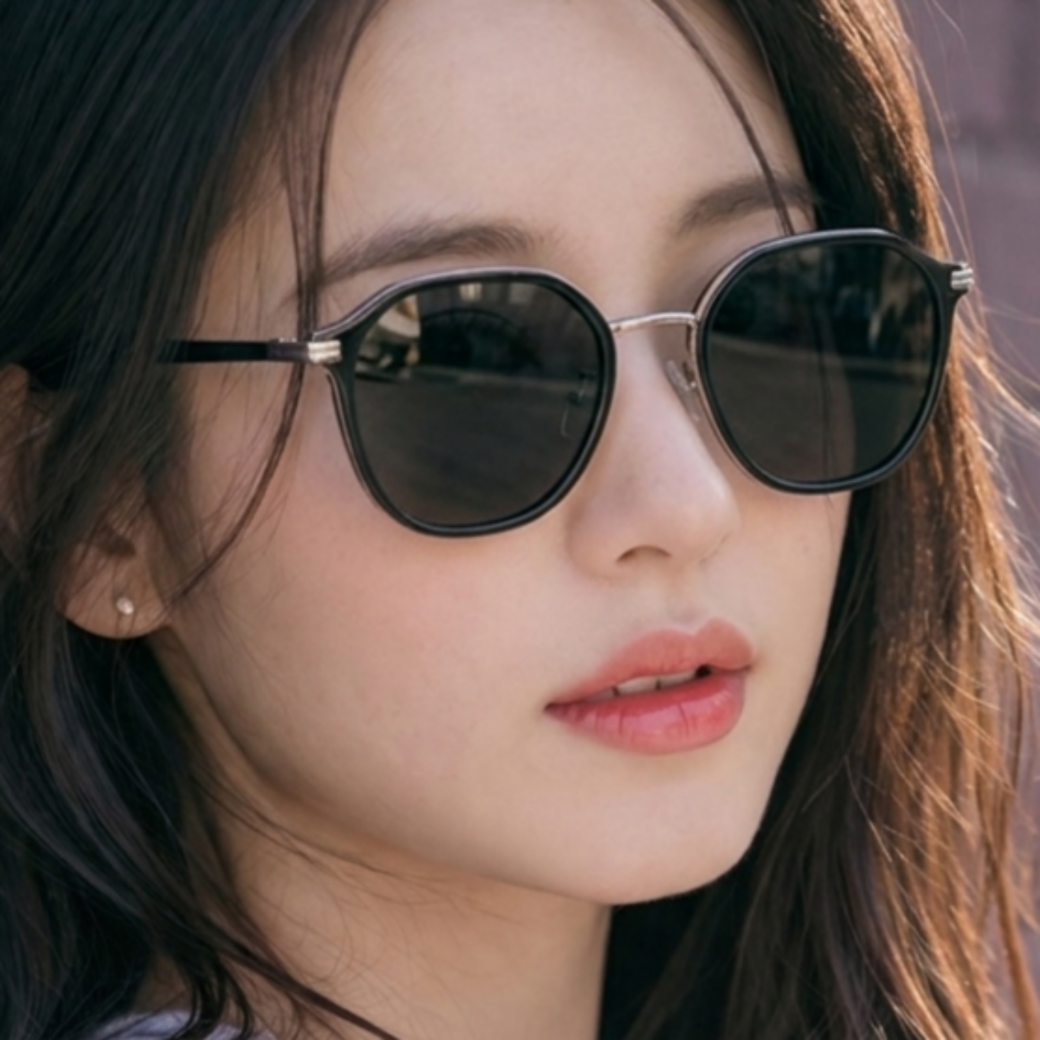 빅사이즈 가벼운 블랙 여자 선글라스 20대 얼굴큰사람 웰링턴 자외선차단 뿔테 - 상품 이미지