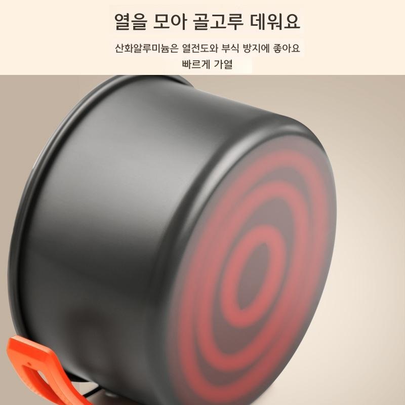 캠핑 조리도구 세트 야외 휴대용 알루미늄 0.5L 소형 프라이팬 가방 - 상세 이미지 2