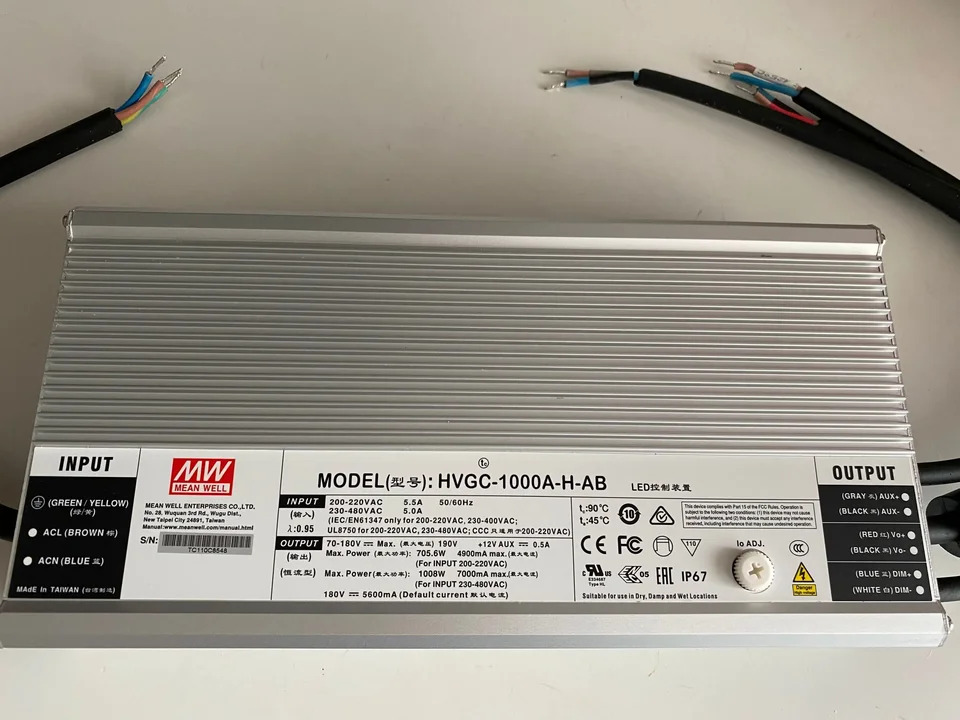 대만 Mingwei HVGC-1000A-H-AB 1000W 정전력 LED 3 1 디밍 방수 전원공급장치